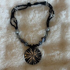 Women’s Black White Silver Gold Beaded Necklace NEW